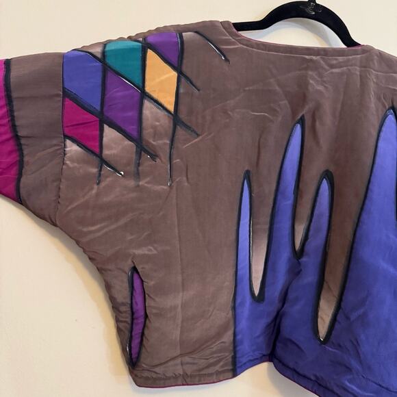 Vintage Laura Salome Patchwork Blazer Jacket Brown Medium - Picture 7 of 7